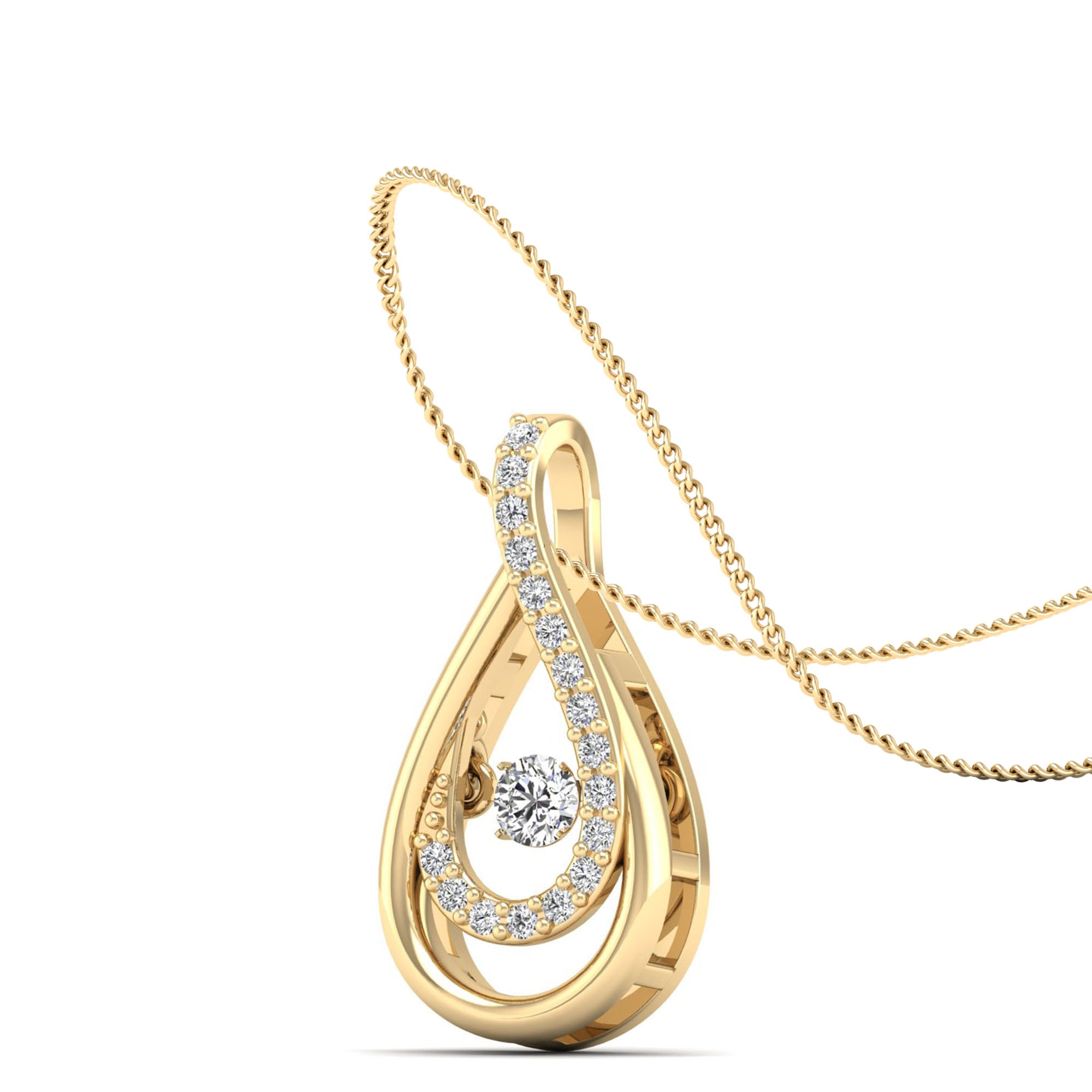 ネックレス・ペンダント MORELLATO 0504 CIONDOLO 1POINT DIAMOND DOUBLE RINGS NECKRACE Diamond Double Strand Knot Necklace, White Gold - Graff