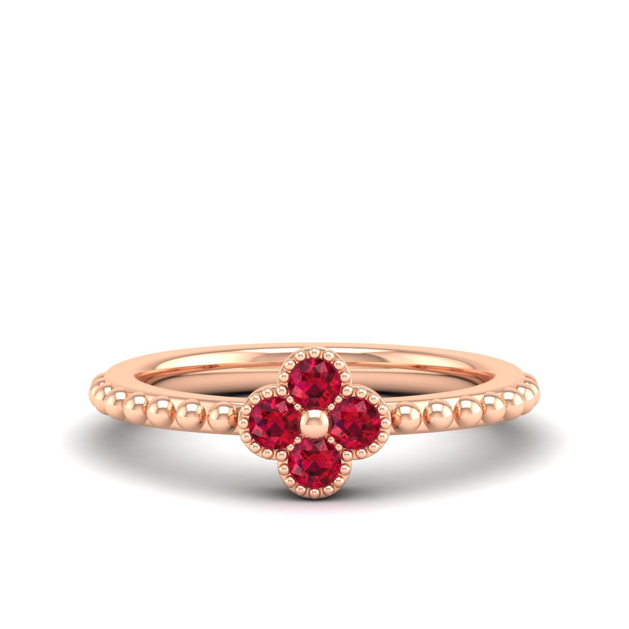Clover Beaded Ruby Ring – Milano