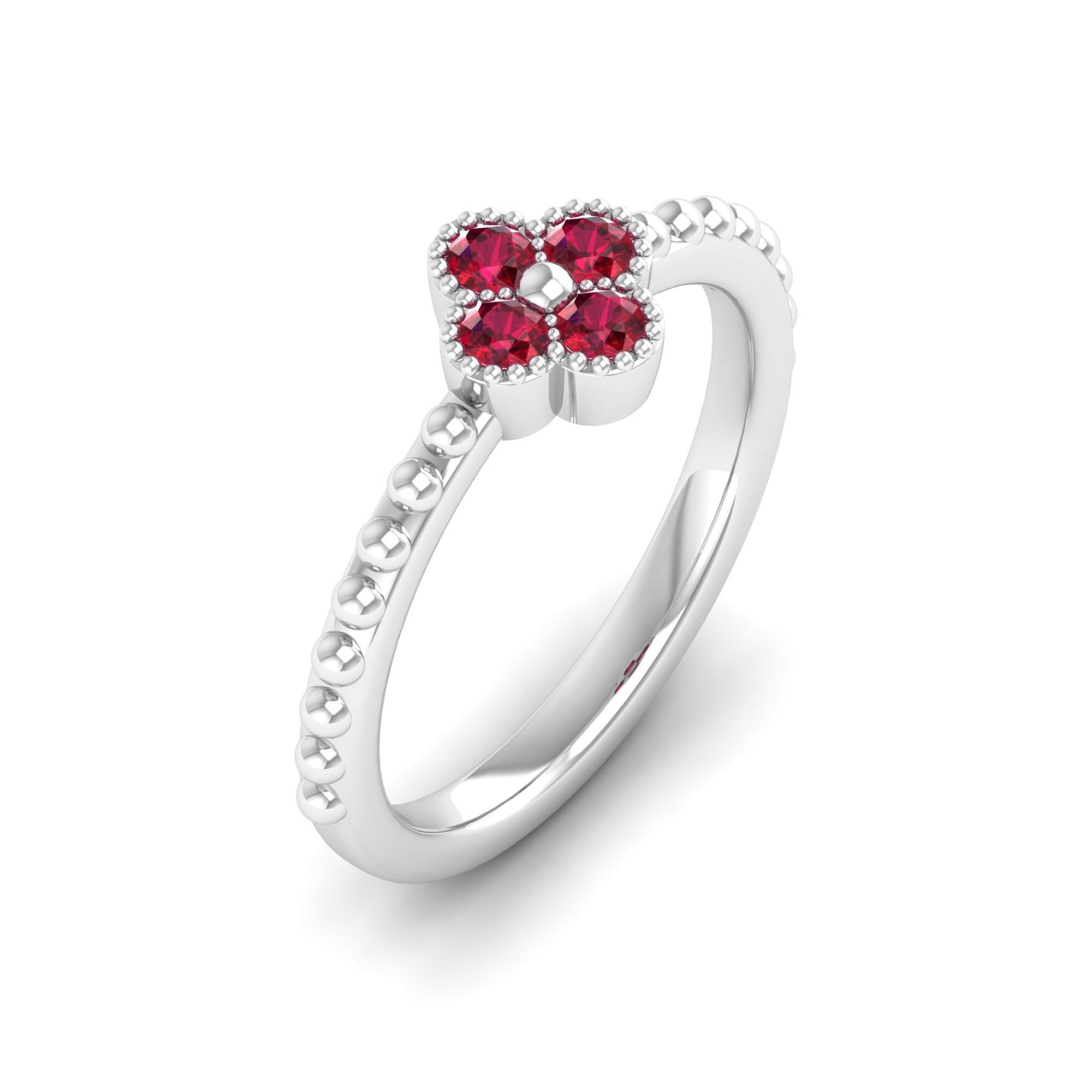 Clover Beaded Ruby Ring – Milano