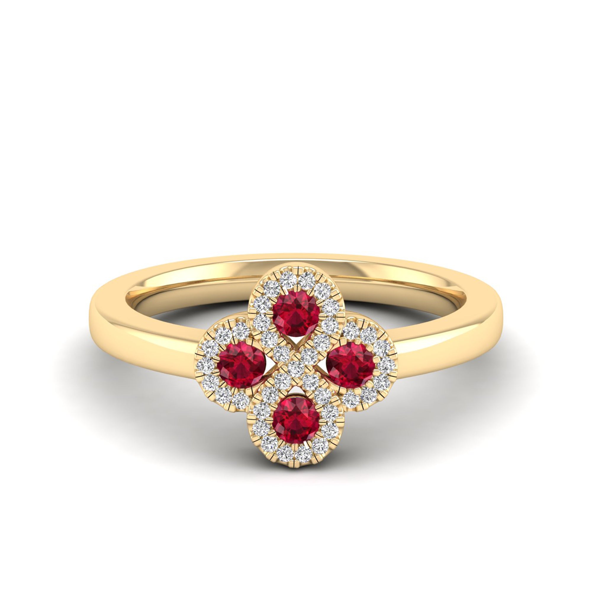 Clover Ruby and Diamond Ring – Milano