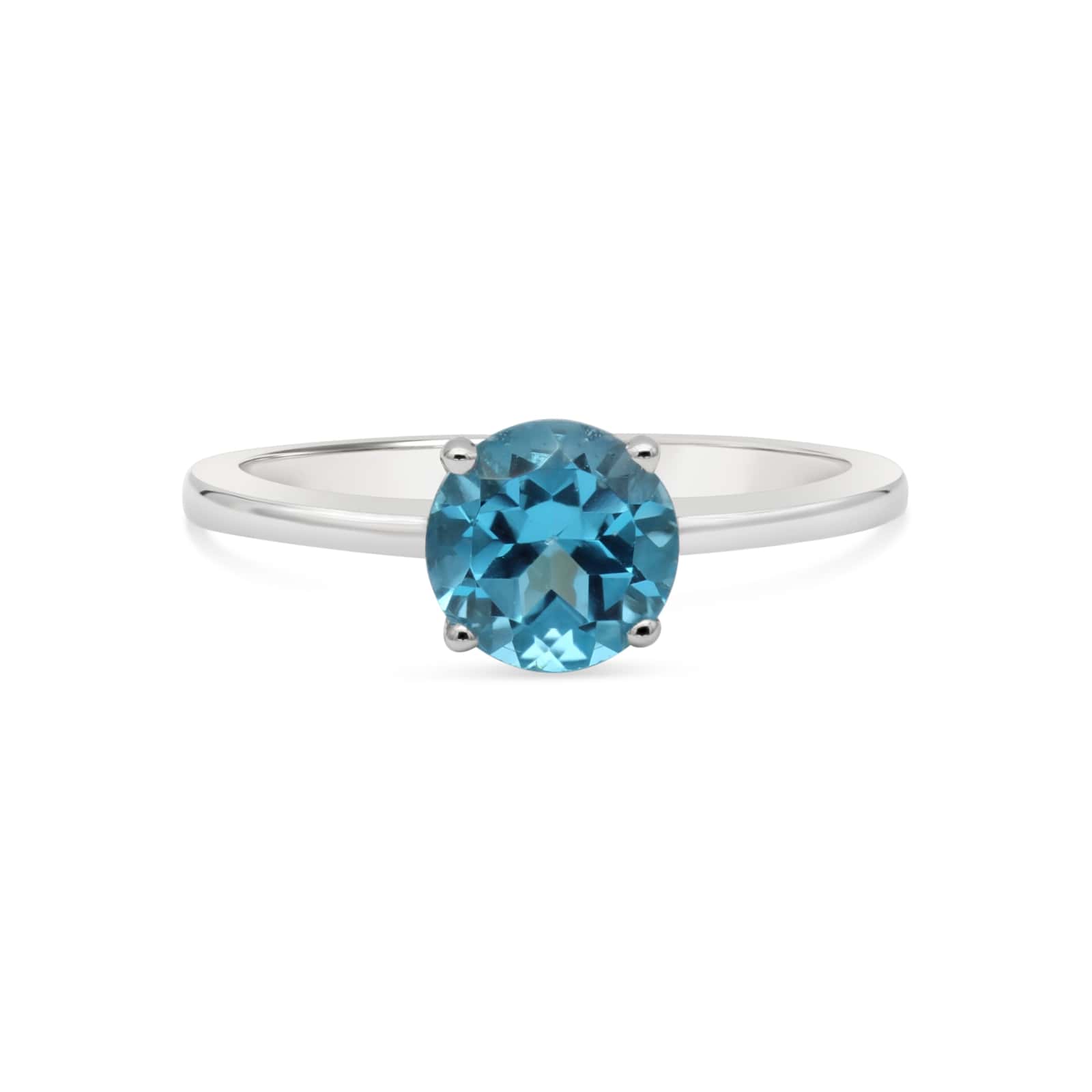 Round Blue Topaz Ring in Sterling Silver