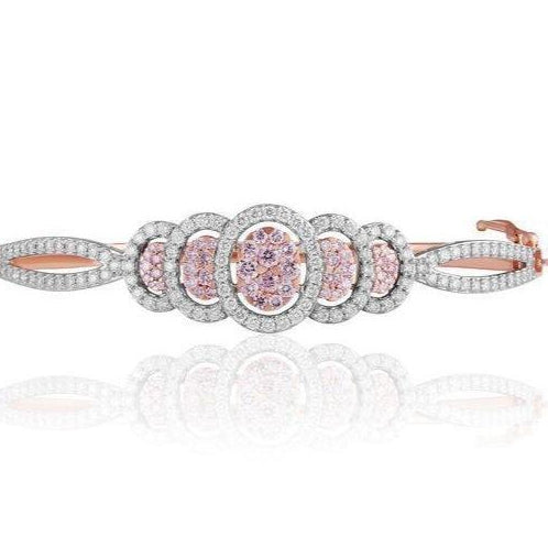 KARAH Signature Pink Cluster Diamond Bangle - ShopMilano