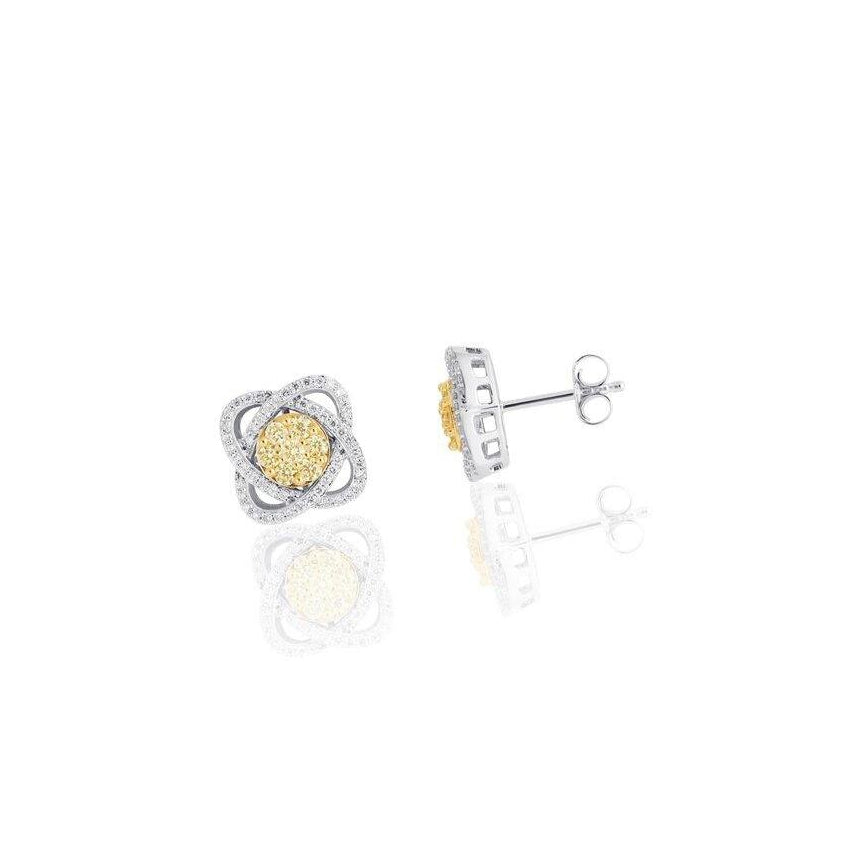 KARAH Accent Knot Yellow Diamond Stud Earrings - ShopMilano