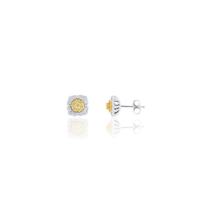 KARAH Yellow Diamond Flower Stud Earrings - ShopMilano