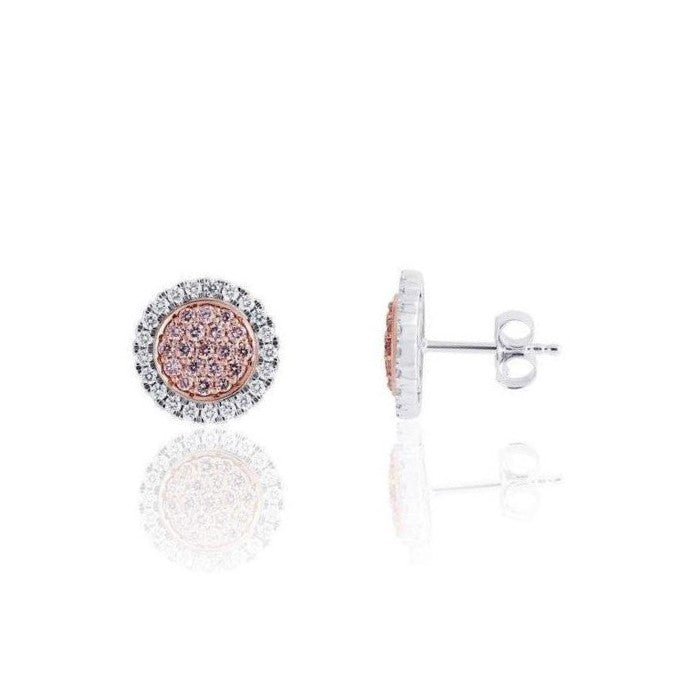 KARAH Pink Diamond Halo Cluster Stud Earrings - ShopMilano