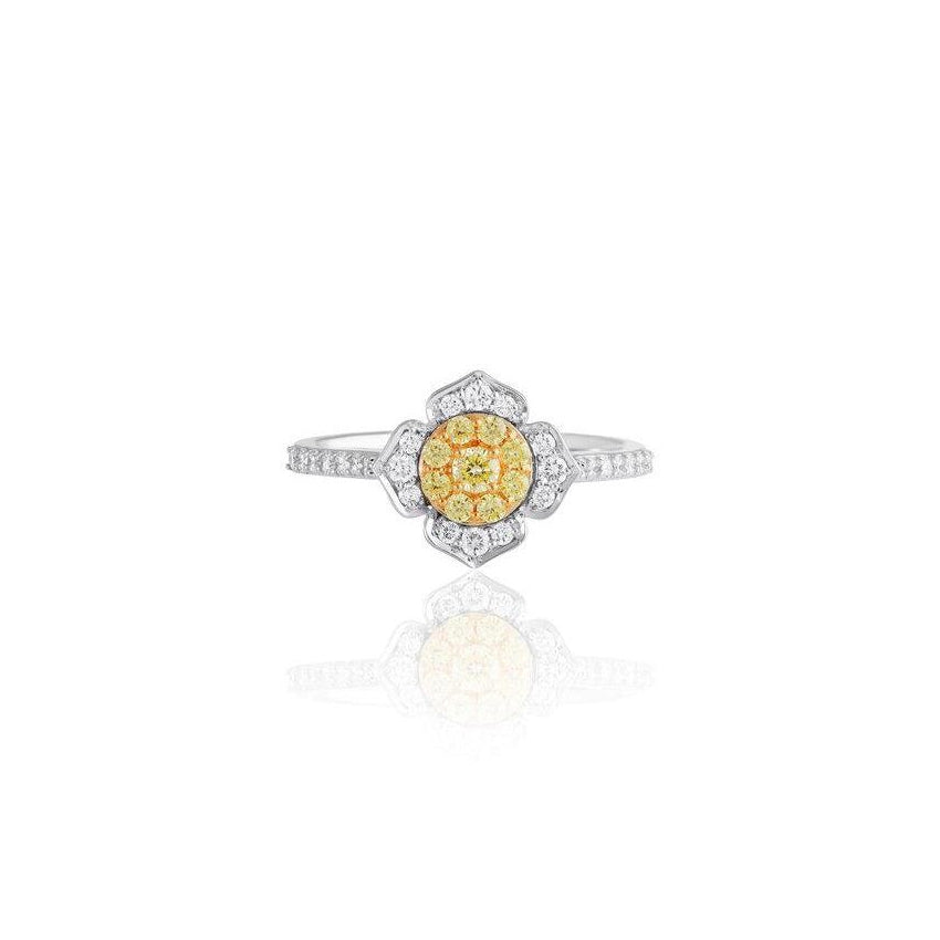 KARAH Yellow Diamond Flower Ring - ShopMilano