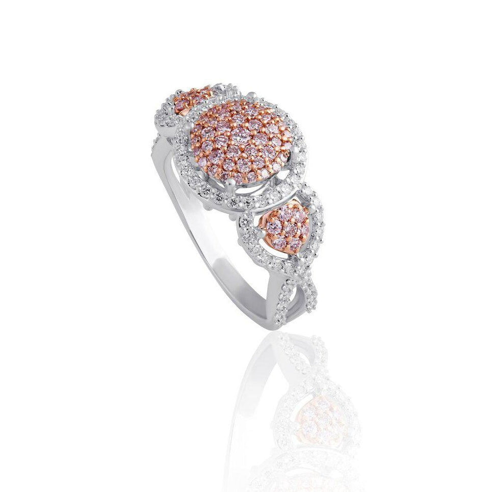 KARAH Pink Diamond Triple Cluster Ring - ShopMilano