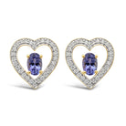 Tanzanite and Diamond Heart Earrings in Yellow Gold - ShopMilano