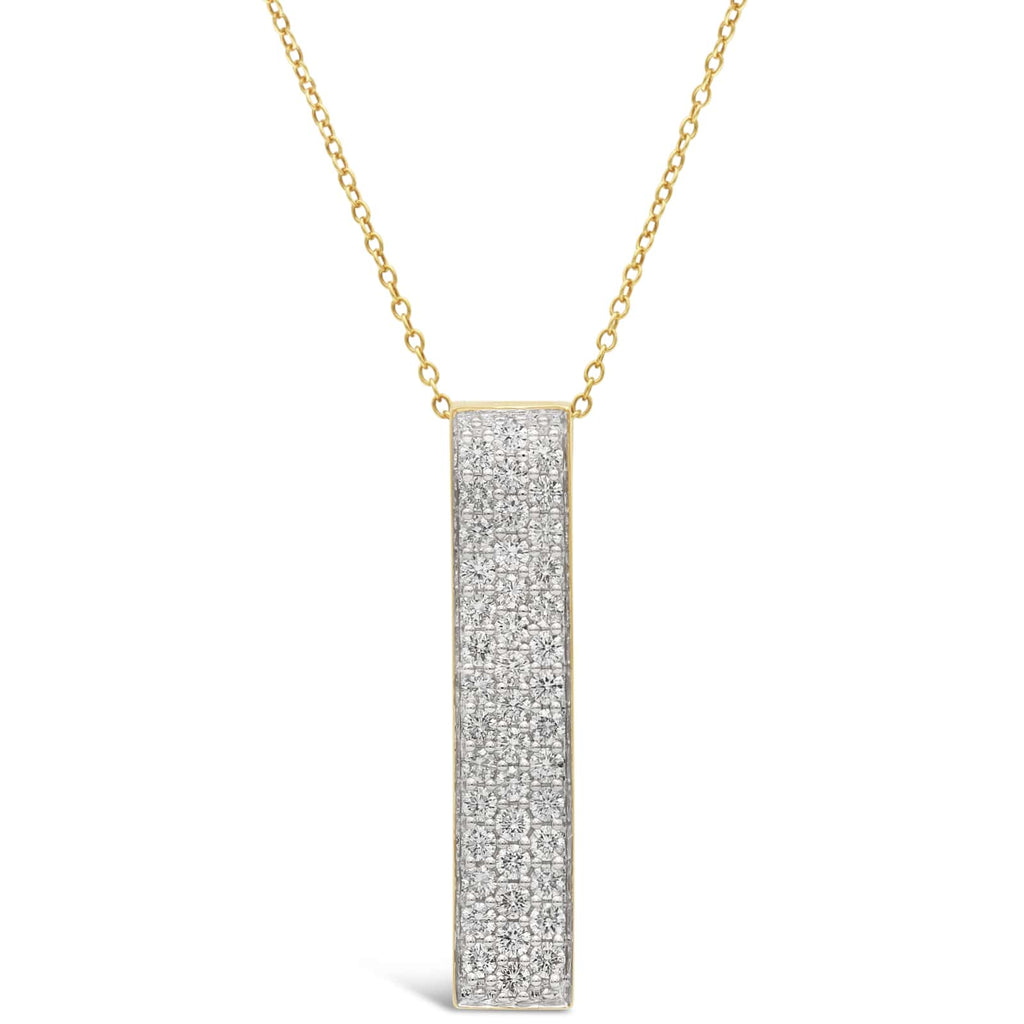 Pavé Vertical Bar Diamond Necklace in Yellow Gold - ShopMilano