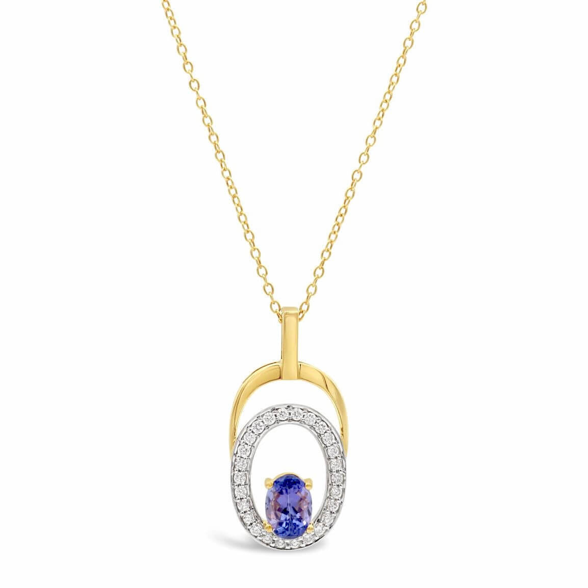 Double Oval Tanzanite and Diamond Pendant - Milano