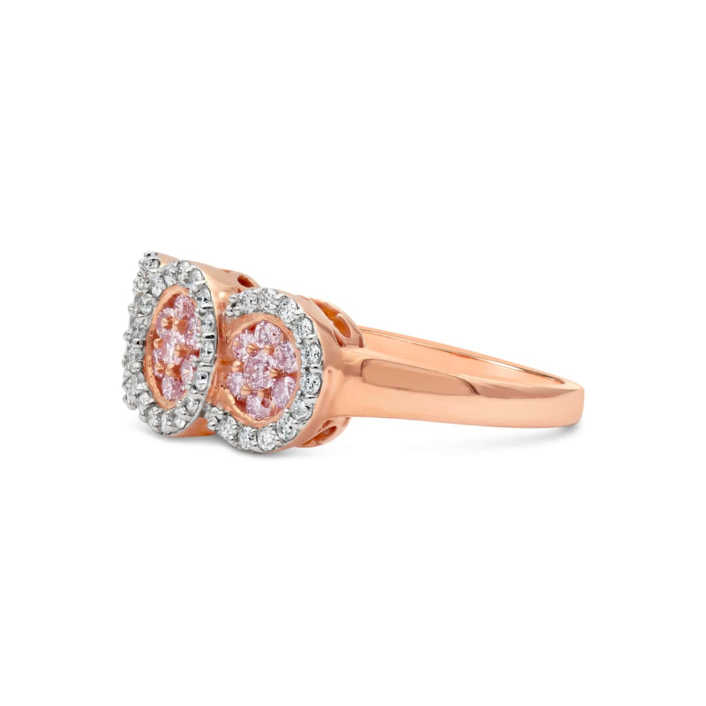 KARAH Triple Crown Cluster Pink Diamond Ring - ShopMilano