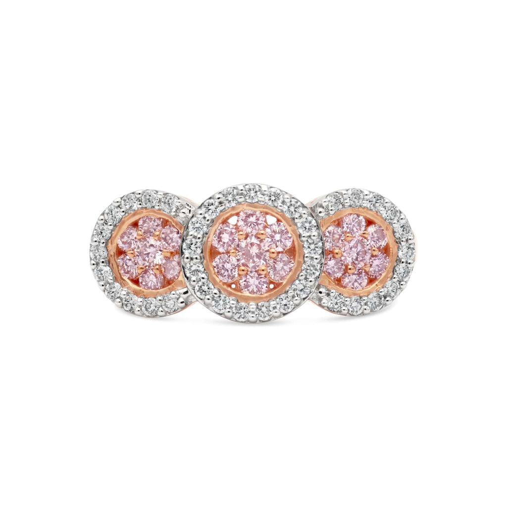 KARAH Triple Crown Cluster Pink Diamond Ring - ShopMilano