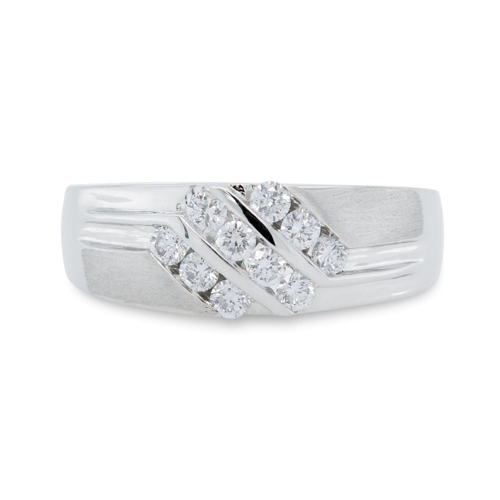 Men's Triple Diamond Band in White Gold - Milano