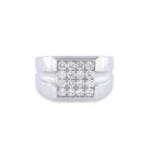 Men's Square Cluster Diamond Ring in White Gold - ShopMilano