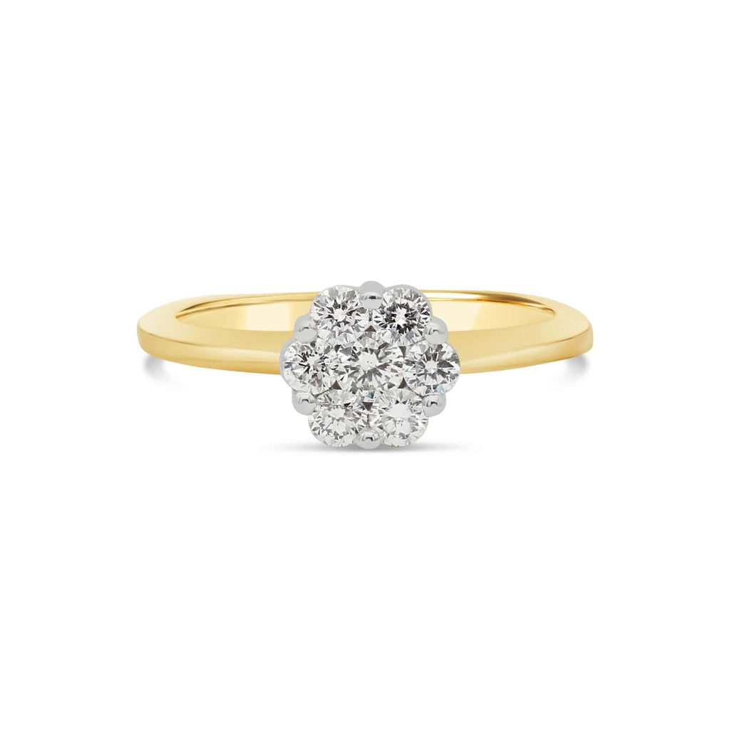 1/2 Carat Flower Diamond Ring in Yellow Gold - ShopMilano