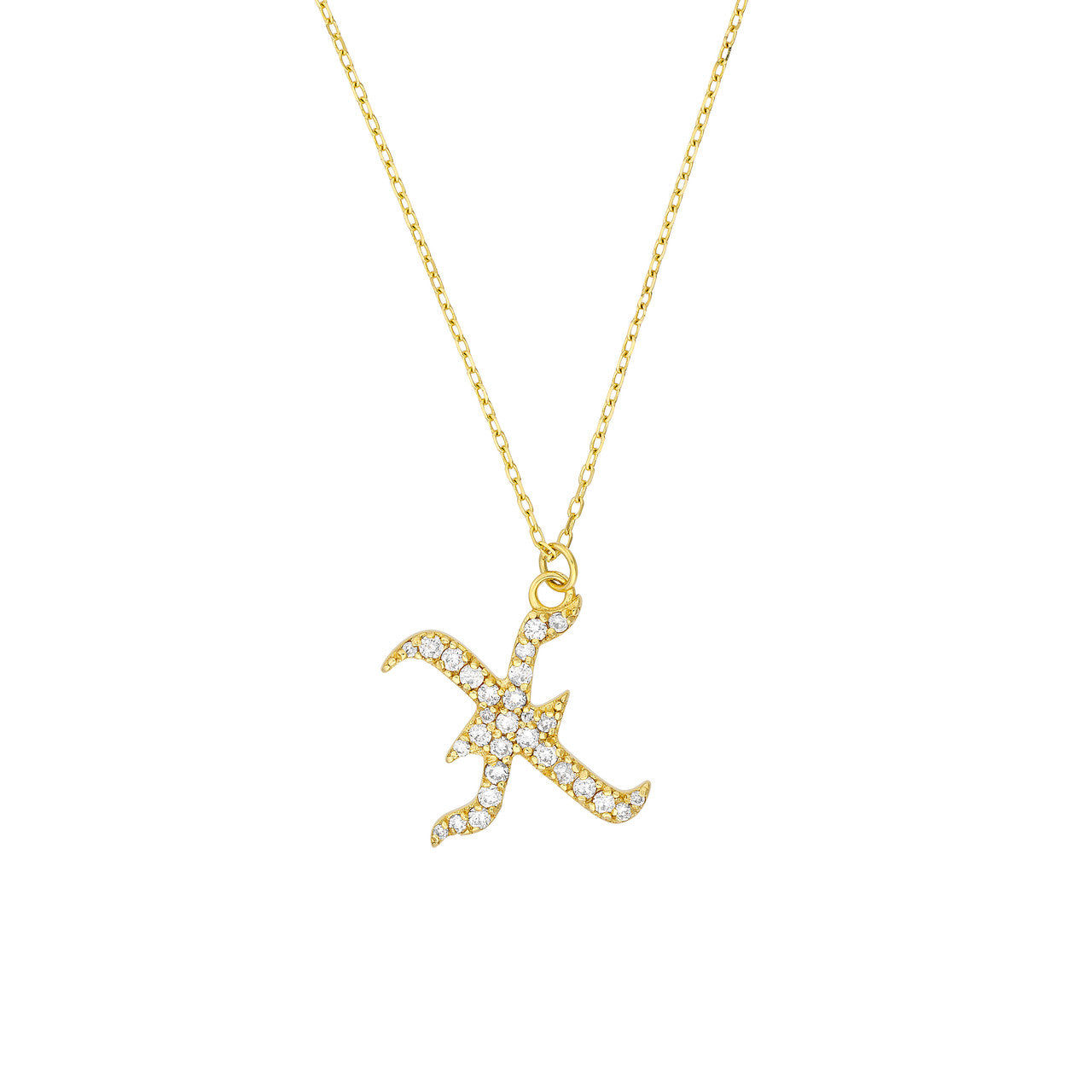 14K Yellow Gold - X