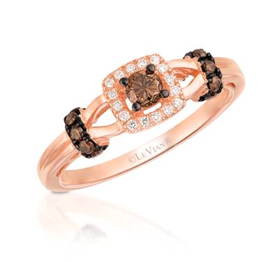Le Vian Strawberry Gold Ring with Chocolate Diamonds and Vanilla Diamonds - ShopMilano